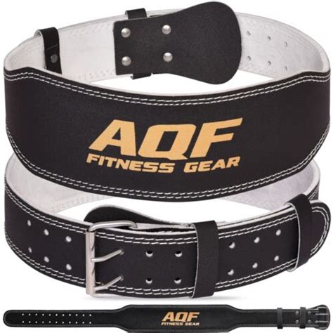 Aqf Weight Lifting 4 Leather Belt Back Support Strap Gym Power