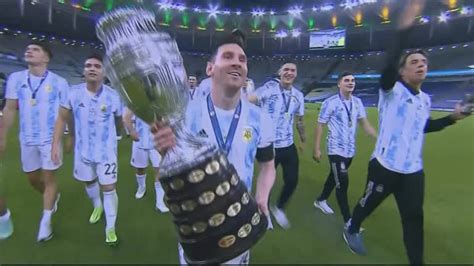 Messi Lifts His First Trophy With Argentina After 1 0 Win Over Brazil In Copa Final In