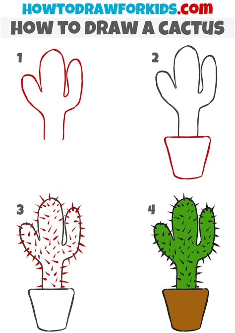 How To Draw A Cactus Easy Drawing Tutorial For Kids