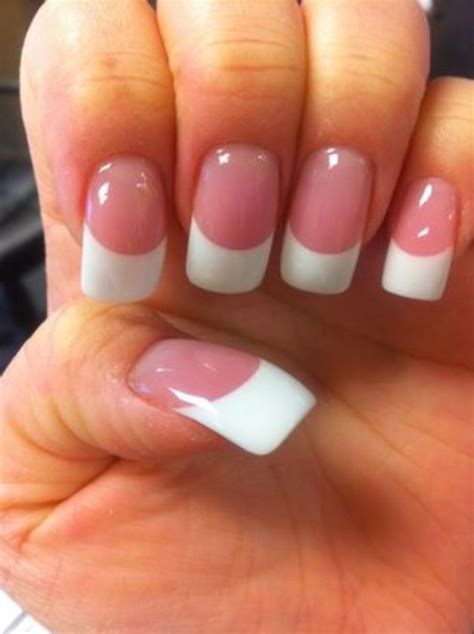 Pink And White Acrylic Nails With Design French Tips