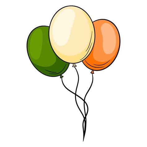 Balloons In The Colors Of Ireland Three Balloons Cartoon Style