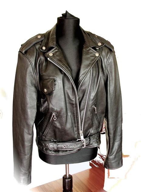 Vintage Black Leather Motorcycle Jacket Ladies 1980s Size ...