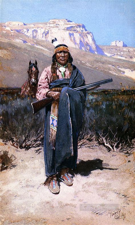 Indian Brave West Native Americans Henry Farny Painting In Oil For Sale
