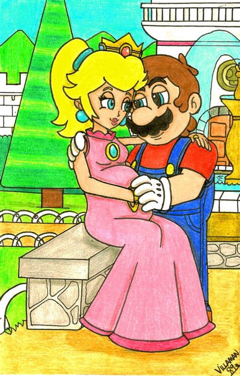 A Drawing Of Mario And Princess Peach
