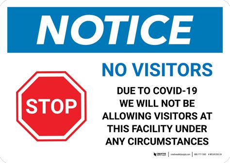 Notice No Visitors Stop No Visitors Due To Covid 19 With Icon