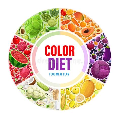 Color Rainbow Diet Food Meal Plan Infographics Stock Vector