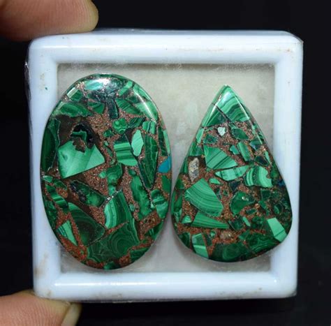 Natural Copper Malachite Reconstructed Cabochon Man Made Etsy