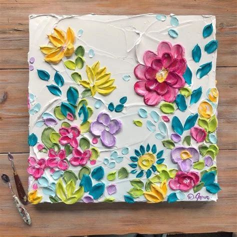50 Easy Textured Flowers Canvas Painting Ideas For Beginners In 2020
