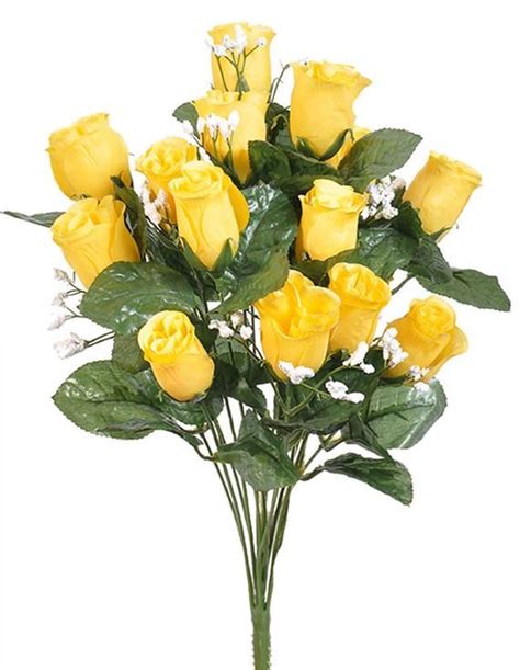 14 Dark Yellow Rose Buds Long Stem Rose Bouquet Rose Bush Artificial