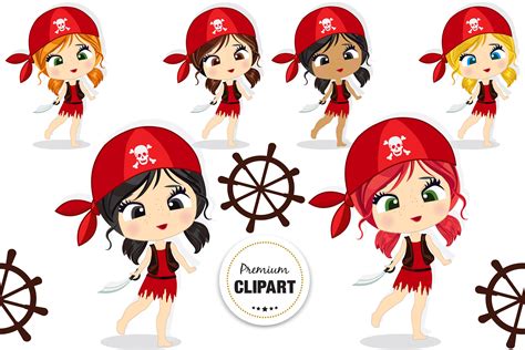 Pirate Clipart Pirate Girl Illustrations By Premiumclipartshop Thehungryjpeg