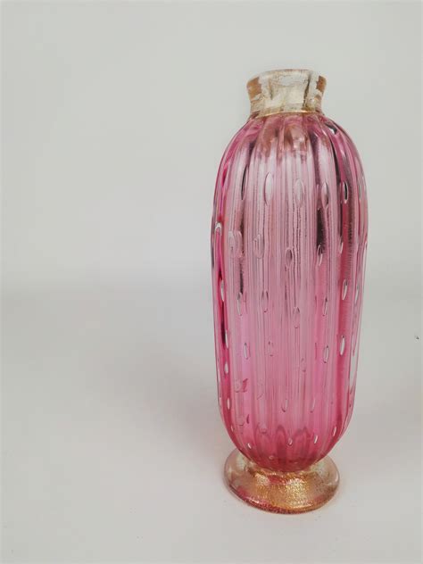 art deco vase in pink and gold murano bubble glass italy 1930s for sale at 1stdibs