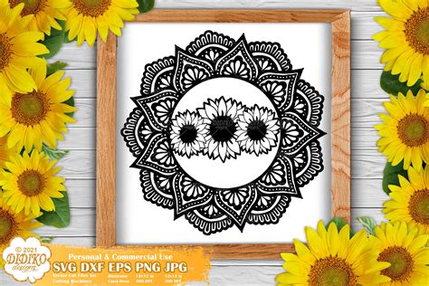 Sunflower Mandala Svg Flower Mandala Svg Cricut File Didiko Designs