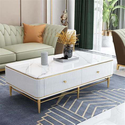 Nordic Marble Top With Wood Body Tea Center Table Coffee Table For