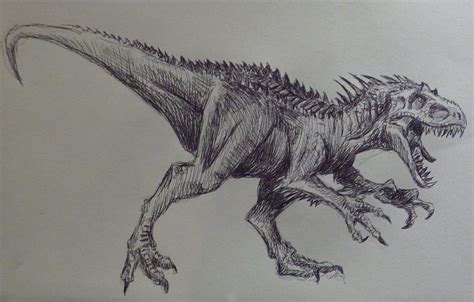 Indominus Rex Pen Drawing Dinosaur Drawing Dinosaur Sketch Dinosaur Art