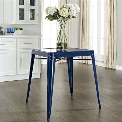 Navy Blue Modern Classic French Cafe Style Metal Dining Table Mid