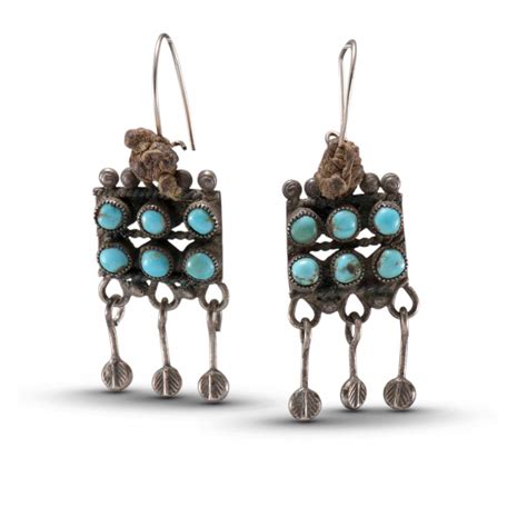 Vintage Navajo Turquoise Dangle Earrings Four Winds Gallery