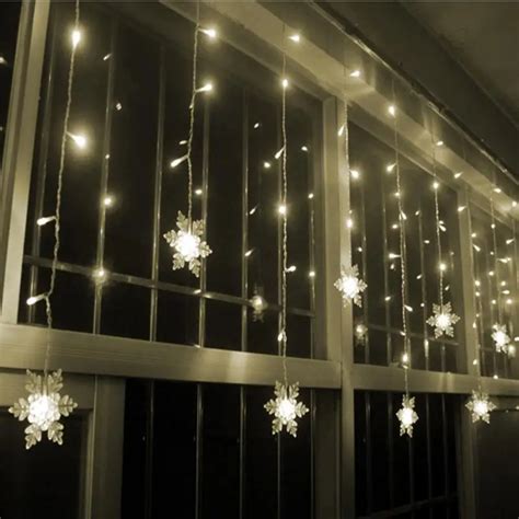 16 Pcs 35m 96 Led Snowflake Curtain Light For Christmas Decorations
