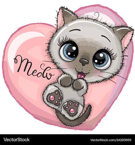 Cute Cartoon Kitten With Big Eyes Royalty Free Vector Image