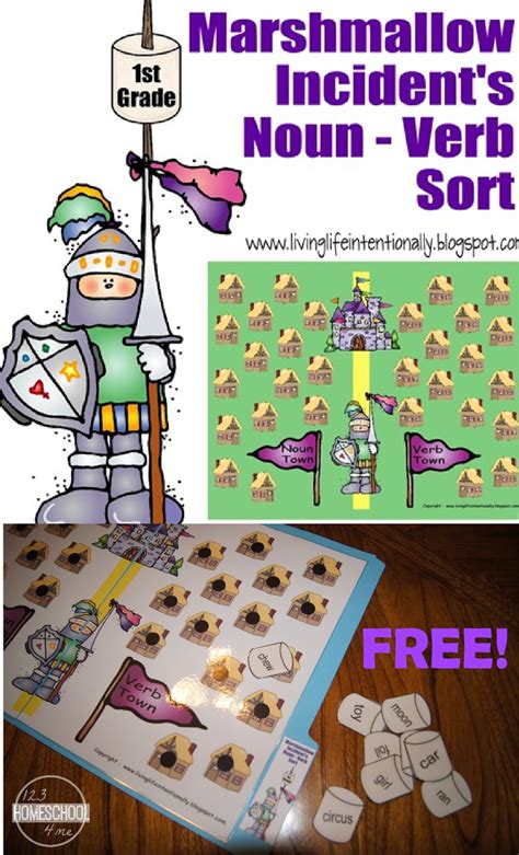 36 verb and noun pairs (+audio) in this post. FREE Marshmallow Noun Verb File Folder Game