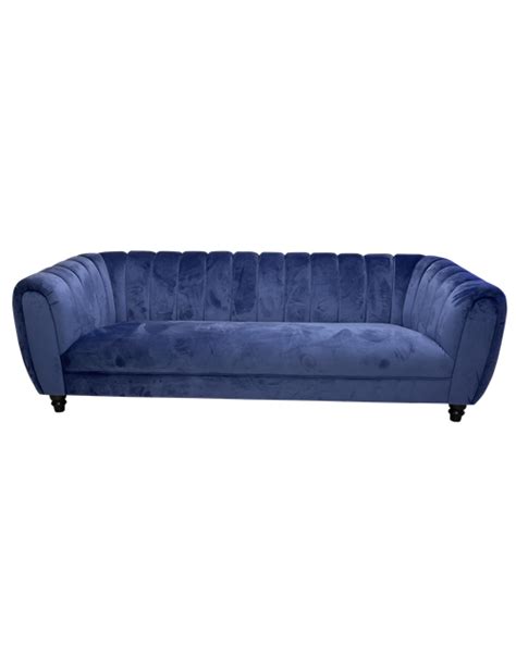 Karli Royal Blue Velvet 3 Seat Sofa Furniture Sofas And Armchairs