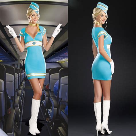 sexy cosplay uniform erotic deep v neck bandage lingerie airline stewardess dress women