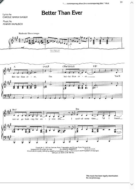 better than ever klavier gesang and gitarre pdf noten von marvin hamlisch in a dur fbd 44096