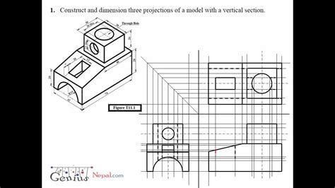 Engineering Drawing Tutorials Orthographic Drawing With Vertical