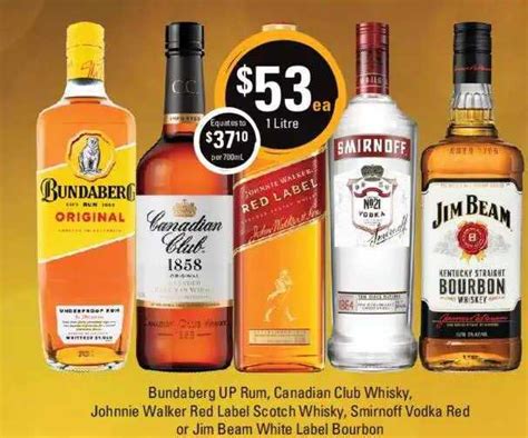 Bundaberg Up Rum Canadian Club Whisky Johnnie Walker Red Label Scotch
