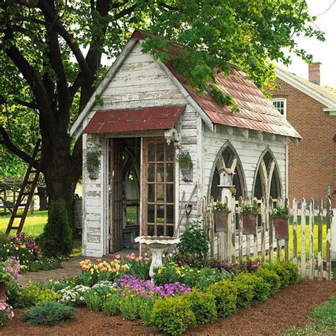 A she shed full of vintage character, built using reclaimed materials almost exclusively. 5 Do-It-Yourself Tips for Garden Shed Designs #diy #garden #sheds #home design | Garden shed ...