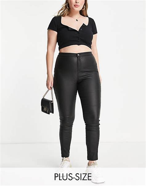 missguided plus vice coated skinny jeans in black asos