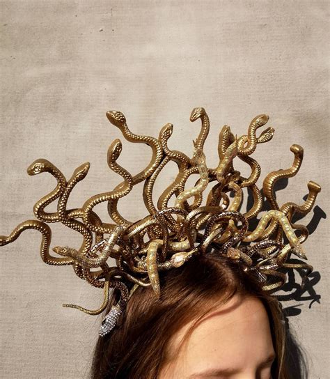 Gold Medusa Snake Headdress Big With Dhl Express Etsy