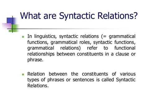 Syntactic Relations