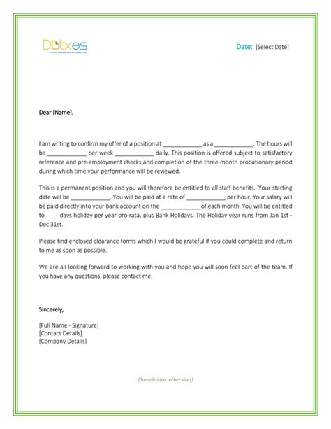 Get right offer letter format n 17+ offer letter the job offer letter email is also popularly known as letter of intent is for confirming the appointment for employment is very important and official. Job offer letter template uk - Job offers, inductions and ...