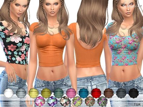 Scoop Back Crop Top The Sims 4 Catalog Sims 4 Mods Clothes Sims 4