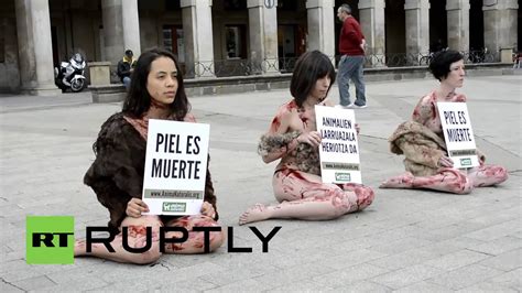 Spain Naked Protesters Challenge The Fur Industry Youtube