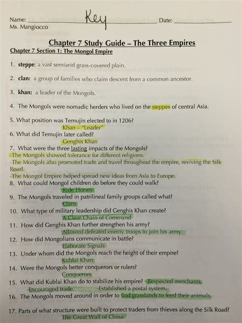 Social Studies 8th Grade Study Guide