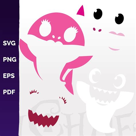 Pink Mommy Shark SVG Png Pdf Eps Baby Pink Shark Graphic Etsy