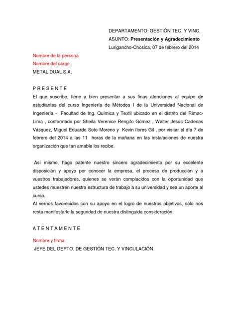 Carta de Agradecimiento  PDF