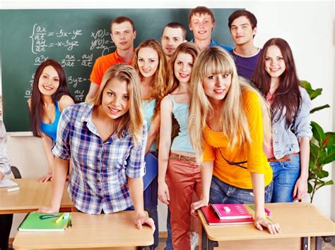 Group Student Near Blackboard Stock Image Image Of College