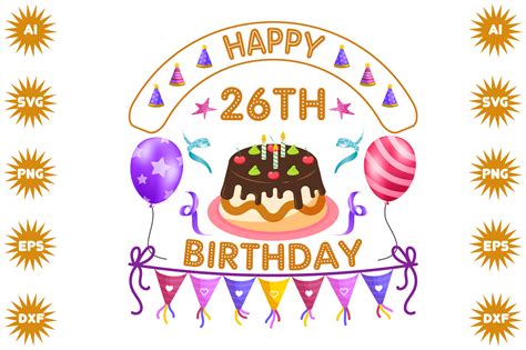Happy 26th Birthday Graphic By Brenbox · Creative Fabrica