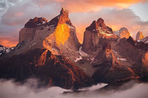 Photos Chile South America Patagonia Crag Nature Mountains Sunrises