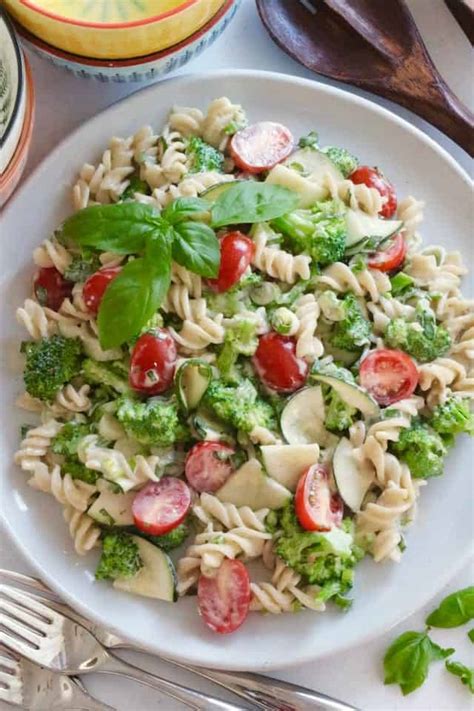 Creamy Broccoli And Zucchini Pasta Salad Vegan Gluten Free Eating