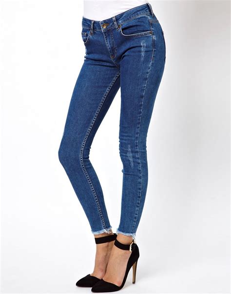Asos Asos Ridley High Waist Ultra Skinny Ankle Grazer Jeans In Mid