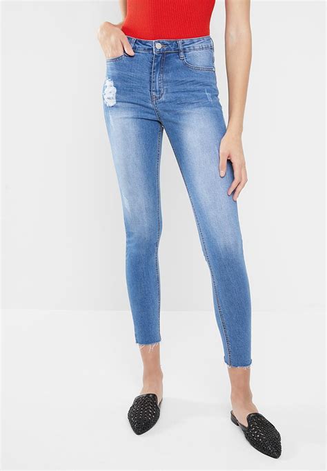 Vice High Waisted Jean Stone Wash Blue Missguided Jeans