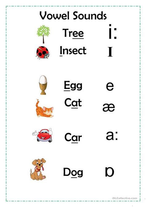 6 worksheet(s) twelve matching dominoes with pairs of common words containing the same single vowel sounds, usually with different spellings. Vowel sounds worksheet - Free ESL printable worksheets ...