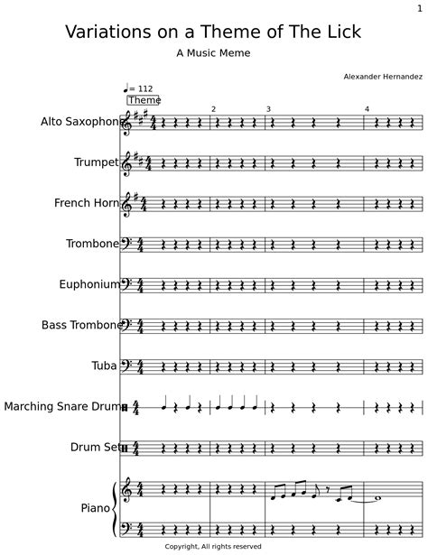 Variations On A Theme Of The Lick Sheet Music For Alto Saxophone