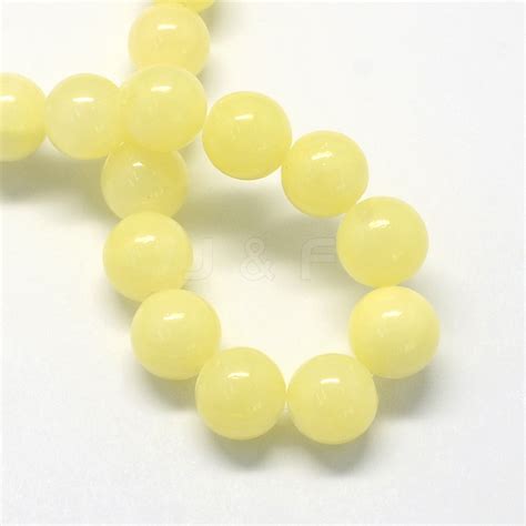 Wholesale Natural Dyed Yellow Jade Gemstone Bead Strands