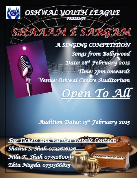 Shaaam E Saragam Singing Competition Oshwal Youth League Nairobi