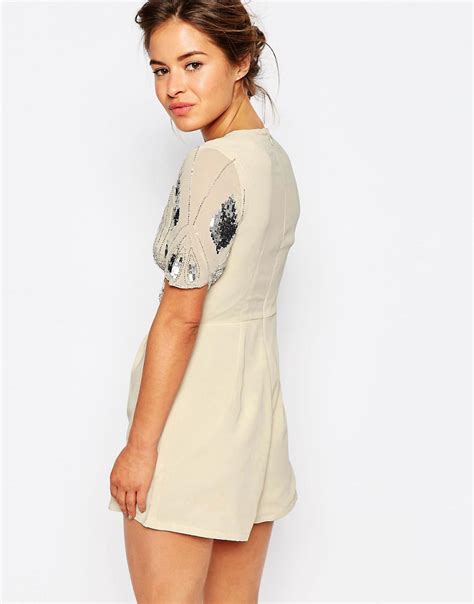 Maya Petite Maya Petite Playsuit With Embellished Top At Asos