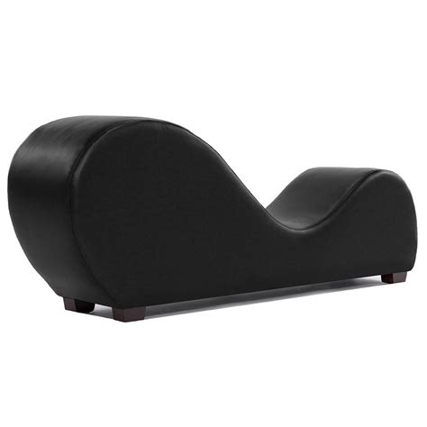 Stretch Exercise Chair In Black Premium Bonded Leather Yoga Chaise